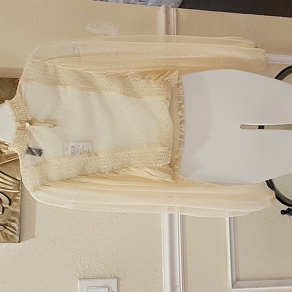 Windsor Natural beige sheer lace blouse size S vintage inspired - Picture 15 of 17